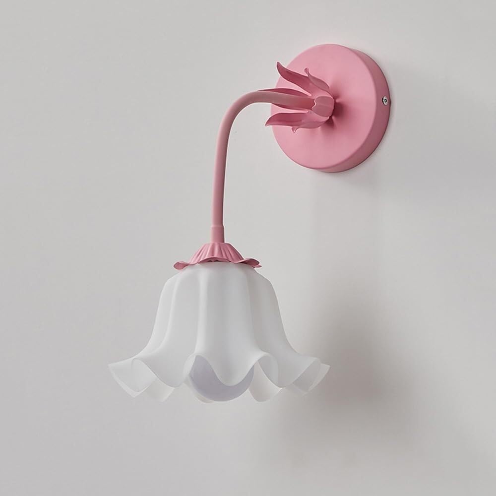 White Flower Wall Sconce For Bedroom Nordic Modern Milk Glass Wall - View #10