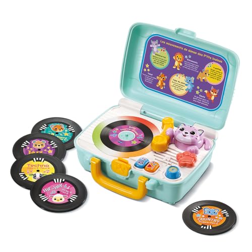 VTech – Baby Tourne-Disque, Boîte à Musique Bébé, Tourne-Disque Vinyle Vintage Enfant Parlant et Interactif, Jouet d&rsquo;Éveil Musical, Cadeau Enfant Dès 1 an – Contenu en Français