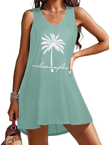 CHICGAL Womens Swimsuit Coverup Summer Beach Sleeveless T Shirt Bikini Tank Dress Loose Bathing Suit Cover Up