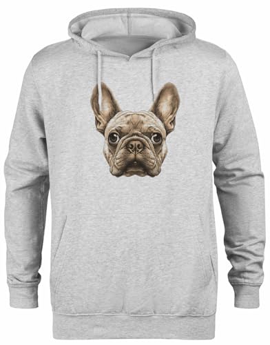 Sweat à capuche bouledogue français contre le froid, pull gris confortable et chaud