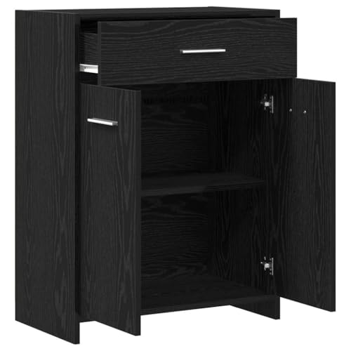 Armario de baño con cajón y amplio espacio de almacenaje negro 8