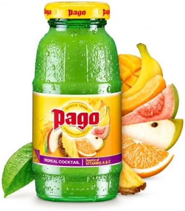 Pago - Tropical - 100% Natural Fruits and Vegan Friendly and Gluten Free 200ml (Pack of 12)