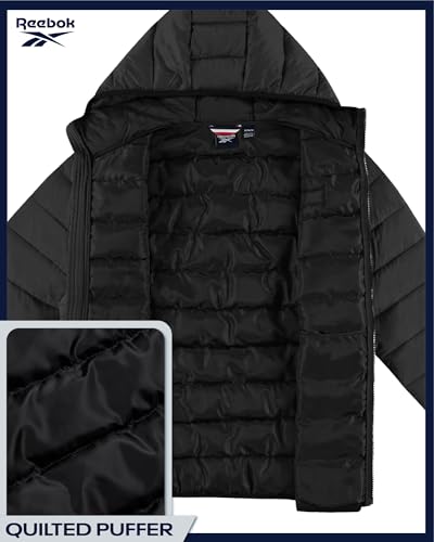 Image of Reebok Mens Puffer Jacket - Lightweight Quilted Glacier Shield Plus Size Puffer Jackets for Men - Insulated Mens Winter Coats