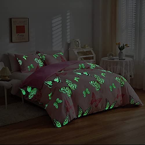 Homewish Butterfly Comforter Cover King, Pink Green Purple Brown - Image 3