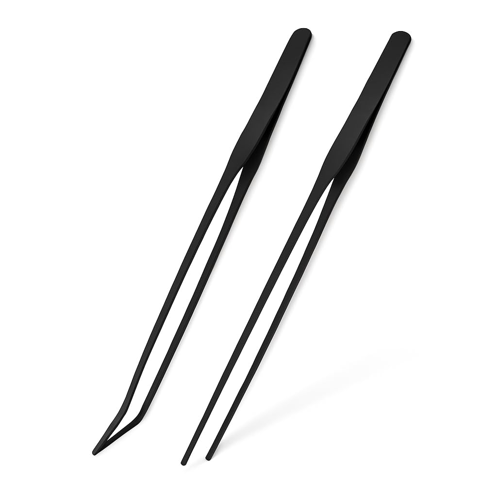 Mandala Crafts Black 15 Inches Straight Curved Fish Tanks Aquarium Tweezers