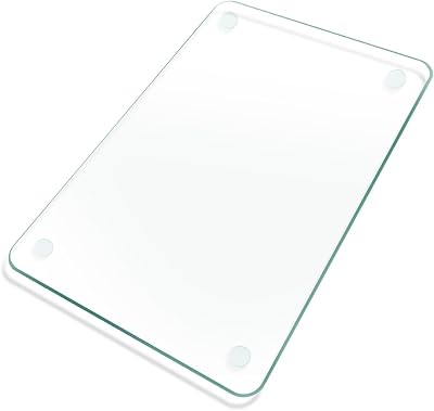 Tabla de Cortar de Vidrio Templado KimiDitt, 18x24" para Cocina, Transparente, con Patas Antideslizantes
