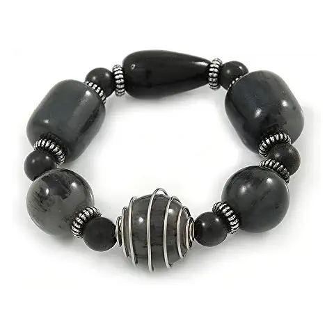 Bracelet Avalaya Grosse perle gris foncé Cover