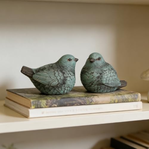 Cynkeyee Bird Statues for Home Decor - Set of 2 Resin Animal Figurines