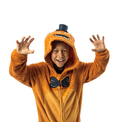 Bioworld Five Nights At Freddy's Freddy Fazbear Youth Kigurumi com capuz - 10, Fnf Fazbear marrom,