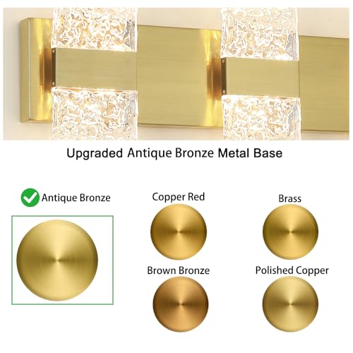 Image of Bathroom Vanity Light Fixture, Modern Brushed Gold LED Vanity Light, Dimmable 19W LED Wall Sconce Lighting for Bathroom, Bedroom, Perfect for Makeup & Shaving
