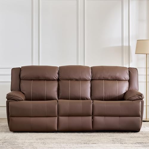 Image of Home Centre | Torino Faux Leather 3-Seater Electric Recliner | Recliner Sofa for Living Room | Solid Wood | Brown | 2 Year Warranty