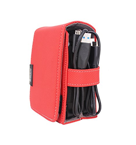 Image of Saco Dual Hard Disk Case Cover Wallet for Seagate Expansion 4TB /5TB External HDD Hard Disk Case (Maximum Size fits Upto 12.5 x 8.8 cm) - Red