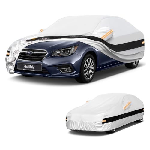 Image of 10 Layers Sedan Car Cover Custom Fit for Subaru Legacy (2001-2026), Waterproof All Weather for Automobiles, Outdoor Full Cover Sun Dust Rain Protection with Cotton. Silver