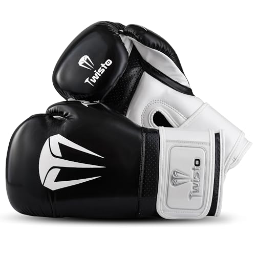 Twisto Boxing Gloves Sparring X7 (10 oz, Black/White), Black / White - Image 2