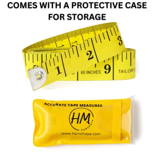 Tape Measure Measuring Tape For Body Sewing Tailor Fabric Cloth Weight Loss Craft Supplies Soft Flexible Fiberglass Ruler Dual Scale Measurement Tape (Yellow, 60 Inch / 150 Cm) #TOP4