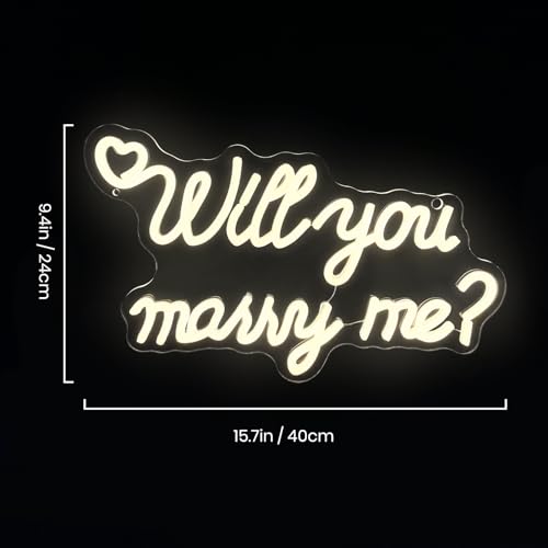 SSGLABSIGN Will You Marry Me Neon Sign for Wall Decor, LED Hanging Proposal Wedding Party Engagement Neon Light Signs, Dimmable Marry Me Light Up Signs Room Decoration USB Powered