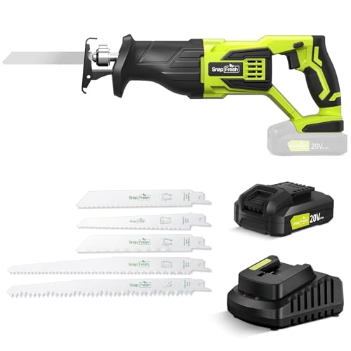 SnapFresh Reciprocating Saw - Cordless Reciprocating Saw for Woods Metal Plastic Cutting, 0-3000 SPM...