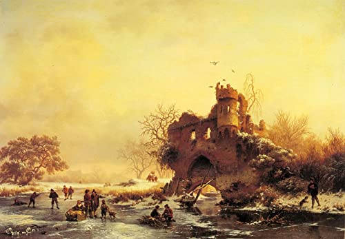 Affiche en toile paysage d'hiver Kruseman pour décoration murale salon