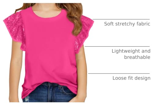 Image of Haloumoning Girls Ruffle Short Sleeve T Shirts Sequin Casual Cute Crewneck Tops