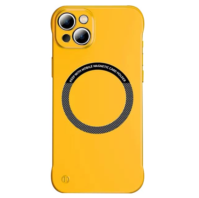 Custodia Magnetica per iPhone 15 PRO Max/15 Pro/15 Plus/15, Ultra-Sottile Leggero Durevole Senza Telaio Opaco Hard Cover,Giallo,15Plus