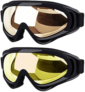 Elimoons Ski Goggles, 2 Pack Snowboard Goggles for Men Women Kids,Anti-fog UV Protection Snow Motorcycle Goggles Youth Adult