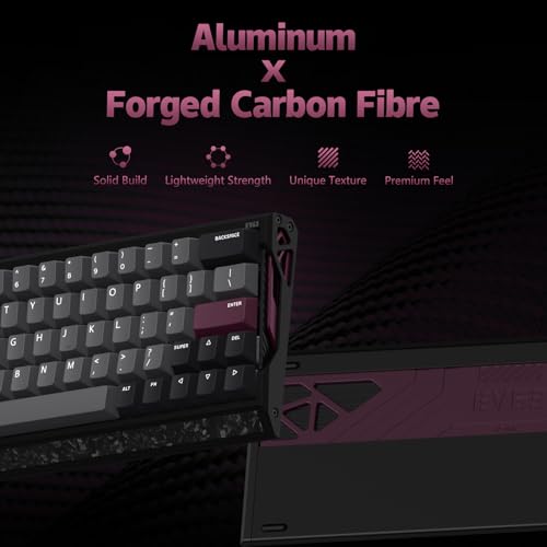 Image of IQUNIX EV63 Hall Effect Magnetic Gaming Keyboard 60% | 0.01mm Rapid Trigger, Adjustable Actuation, 0.125ms Latency, Hot-Swap, SOCD, RGB, Aluminum with Forged Carbon (Violet)