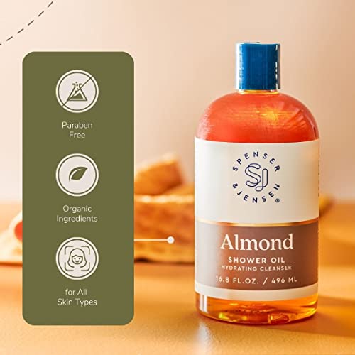 Spenser & Jensen Hydrating Almond Shower Oil - Body Wash For All Skin Types - Almond Oil Shower Gel For Women And Men - Rich In Vitamin E Oil - Sulfate Free - 16.8 Oz (Pack Of 1) #TOP3