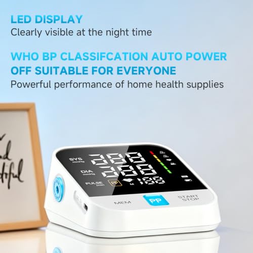 Image of Blood Pressure Monitor Upper Arm Automatic Digital BP Monitor with Large LED Backlit Display, Adjustable Wide Cuff 8.6 inch-15.6 inch,Dual User, Home Blood Pressure Machine with Storage Bag