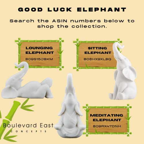 Good Luck Elephant Statues Home Decor - 7" Beautiful Elephant Decor Statues For Home Office Decoration - Durable Designer Resin Elephant Figurine For Shelf, Mantle, Desk, Table And More #TOP3