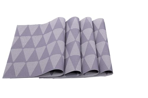 Image of YELONA Placemats for Dining Table - Heat Resistant, Non-Slip & Washable PVC Vinyl Table Mats - Set of 4, 45 x 30 cm (Grey)