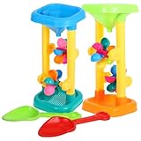 Vaguelly Water Wheel Toy Set Plastic Kids Beach and Water Wheel Toy Outdoor Beach Hourglass Sifting Funnel Random Color