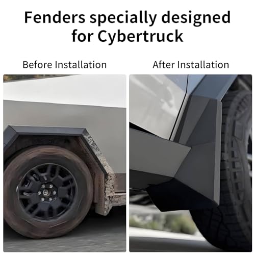 Image of 2025 Cybertruck Mud Flaps Splash Fender Original Cyber Truck Splash Guards Tesla Cybertruck Mud Flaps Rubber No Drilling ABS Material Cybertruck Accessorie 2024 2025