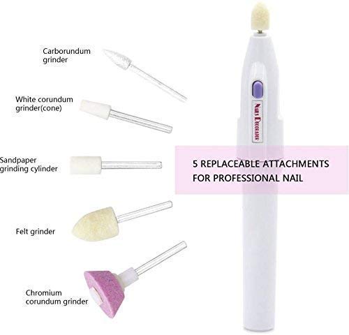 AADGEX Professional Electric Plastic Manicure Nail Art File Drill Pen Polish Tool (Multicolour), 5 Bits Set - Image 5