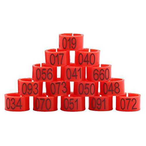Farm & Ranch Pigeon feet rings with number 001-100 diameter 8mm poultry feet rings for chicks Parrot Chicks Leg Band Duck Clip Rings Bands (Red)