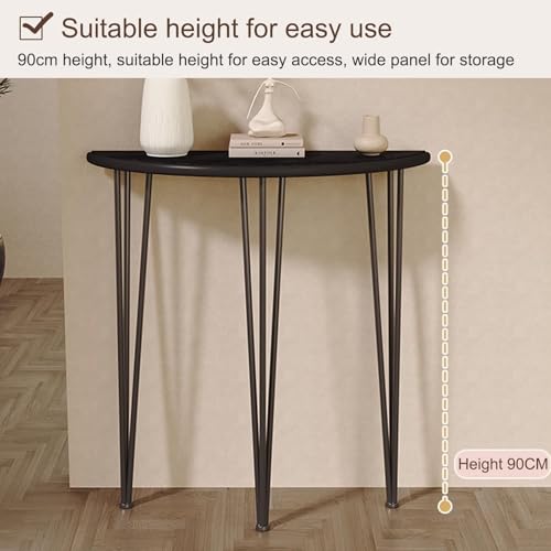 Mesa de sofá para salón estrecha estilo granja con patas de metal 6