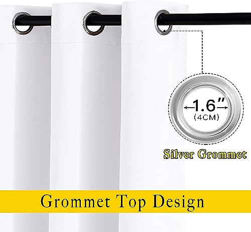 Image of Purav Light 8 Feet Blackout Curtains | Faux Silk Fabric| Thermal Insulated, Noise Reducting, Heavy Duty, Sun Blocking for Home Living Room & Bedroom, Eyelet Design| White Set of 2