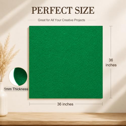 Image of Emerald Green Large Felt Fabric 36 inch x 36 inch (1 Square Yard), 1mm Stiff Felt Sheet, Nonwoven Fabric for Crafts, DIY Projects, Art, Sewing, Lining & Decorations