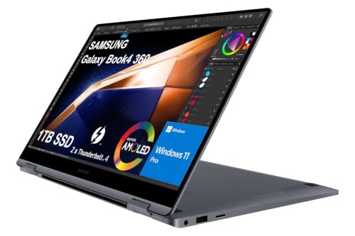 Image of Samsung Galaxy Book4 360 2 in 1 Laptop (15.6 inch FHD AMOLED Touchscreen, Intel Core 5 120U, 16GB DDR5, 1TB SSD) AI PC for Designer, Fingerprint, Win11 Pro, NP750QGK (Renewed)