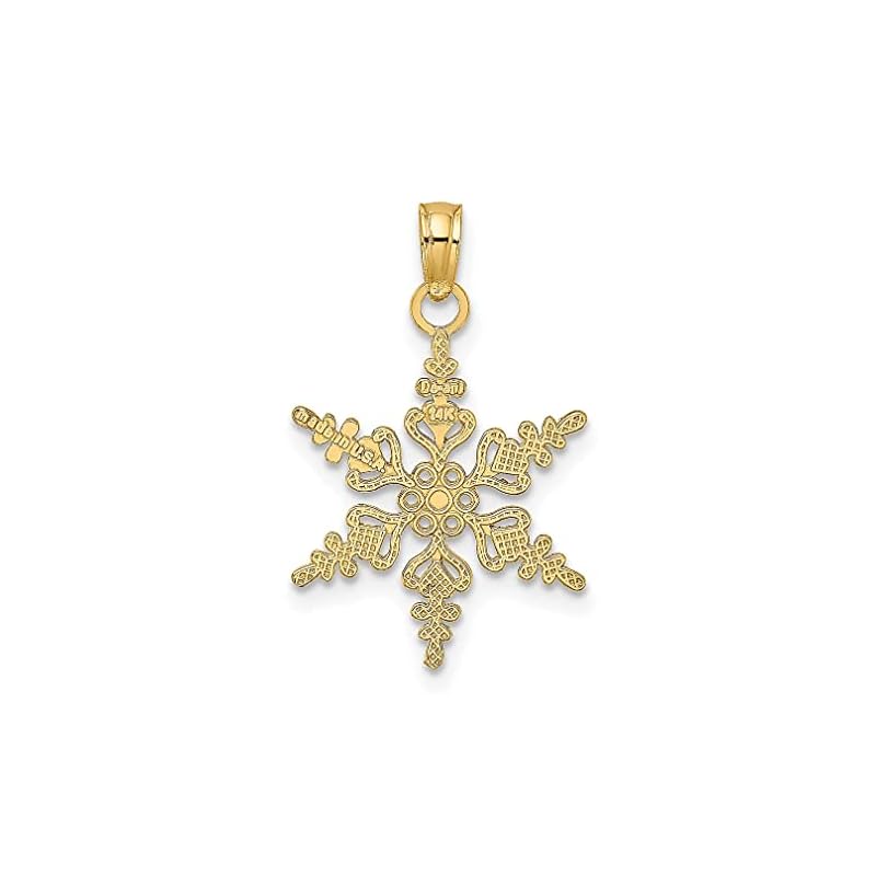 14k Yellow Gold Snowflake Necklace Charm Pendant Winter Fine Jewelry For Women Gifts For Her - Image 5