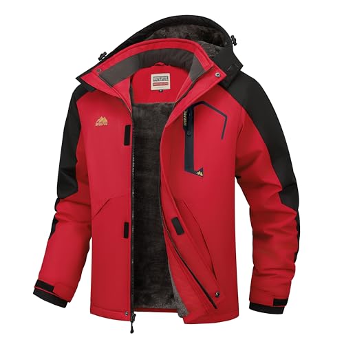 Image of WULFUL Men's Ski Jackets Warm Winter Snow Windbreaker Resistant Snowboard Fleece Coat Mountain Waterproof Parka with Hood