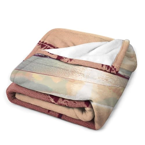 Couverture en flanelle douce Love Beach confortable et compacte 101x152 cm