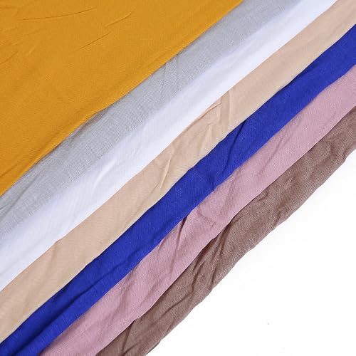 Ulalaza Women Solid Color Muslim Headscarf Turban Lightweight Jersey Hijab Scarf Wrap Arabia Islam Headpiece4