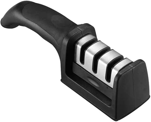Afilador de cuchillos de 3 etapas para acero sin brillo, afilador de cuchillos para reparar, afilador de tijeras de acero manual de chef (acero