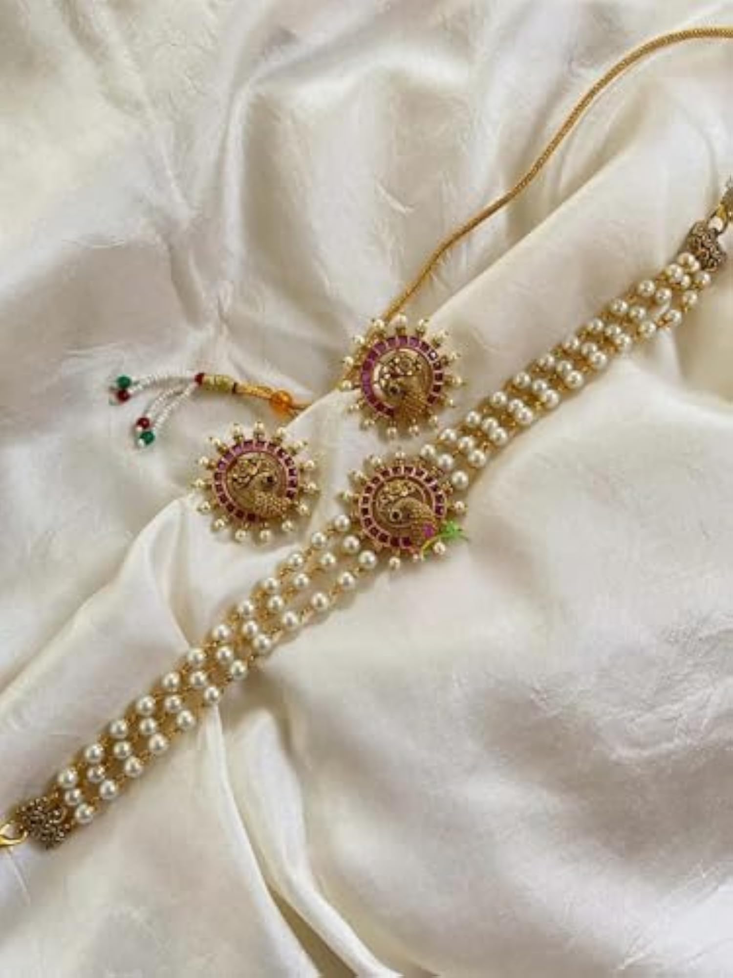 Antique Gold Plated Temple Jewellery Necklace Set