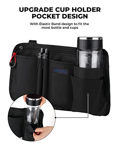 ZHCHG Wheelchair Side Bag with Cup Holder, Wheelchair Armrest Pouch Accessories for Walker, Rollator, Electric Scooter Wheelchairs, Ideal Gift for Mother\'s Day & Father\'s Day - Thumbnail 4