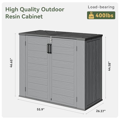 Image of AOXUN Horizontal Storage Sheds 41 Cu.ft, Outdoor Storage Box 160 Gallon, Waterproof Lockable Resin Shed, Patio Storage for Garden, Pool, Cushions, Tools, White