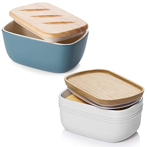 Dowan Large Butter Dish Haze Blue & White Extra Large Butter Dish #TOP17