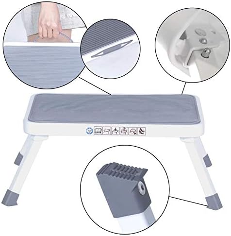 Unibos Single Step Stool Folding Steps Ladder Foldable Design  Ideal for Home Kitchen Garage Caravan (White)
