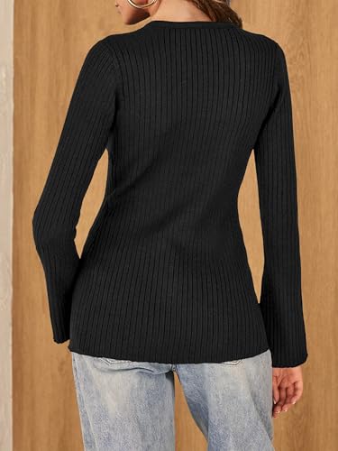 Womens Split Front Sweater 2025 Fall Slim Fitted Long Sleeve Button Open Trendy Lightweight Knit Coat Cardigan4