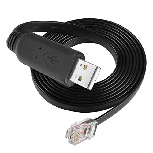 YACSEJAO USB Cable de Consola 1.8M USB 2.0 a RJ45 Macho Serial Cable Plano Compatible con Router/Switch de Cisco, Mac OS, Windows, Linux System